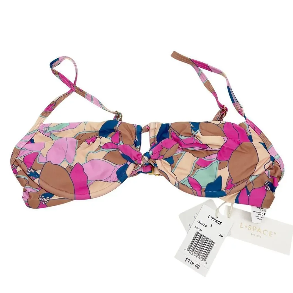 L*Space Rose Underwire Bikini Top Sundazed Floral Print Size Large NEW with tags